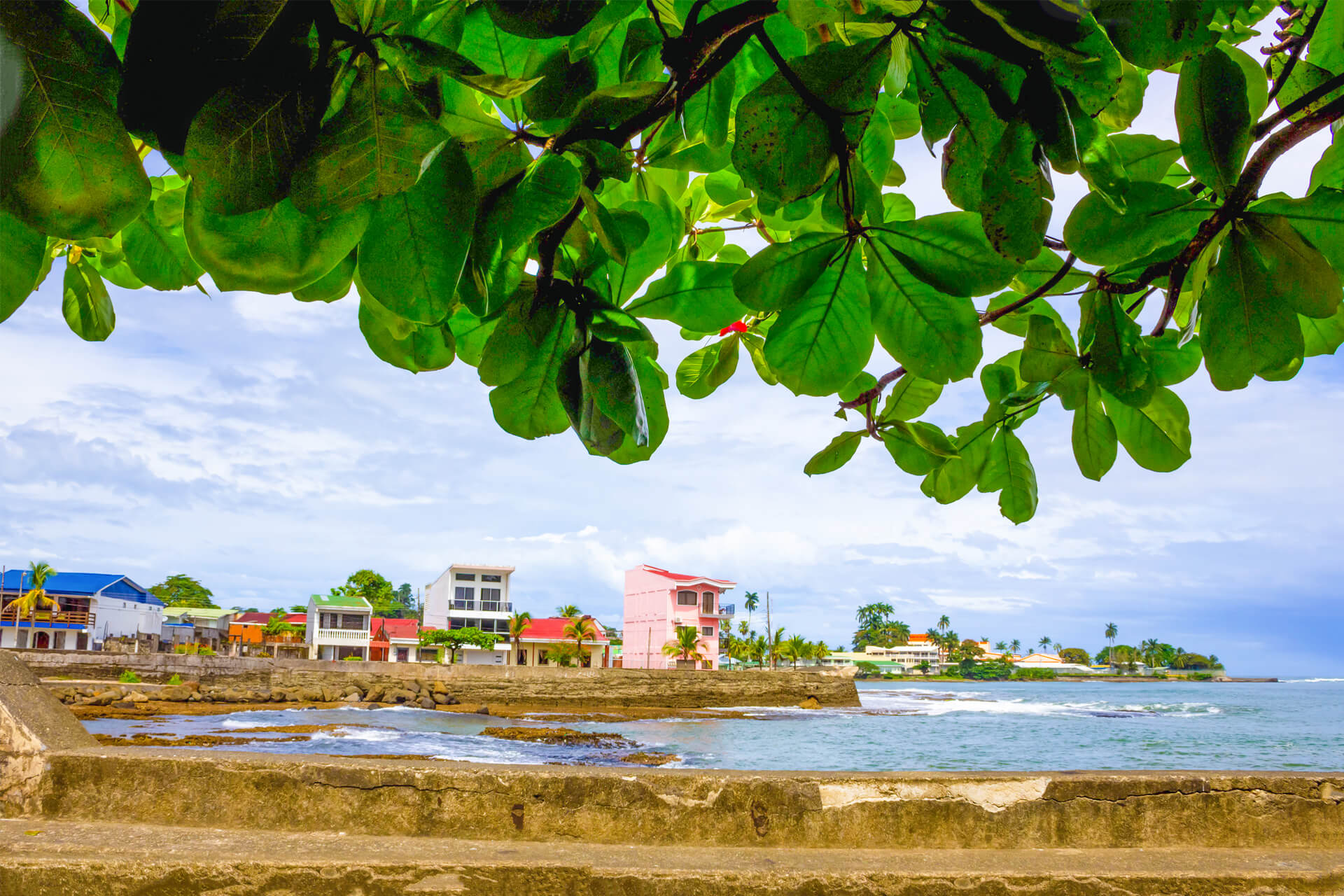 Colourful seaside houses in Puerto Limón, Costa Rica’s vibrant Caribbean port city.