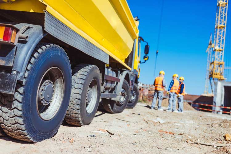 Industrial truck at construction site