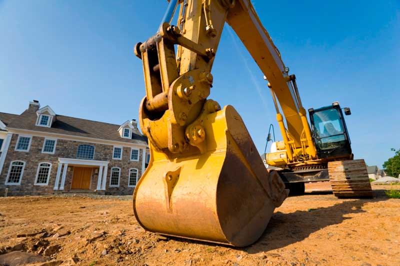 Backhoe at construction site