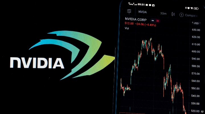 Nvidia logo with a share price chart