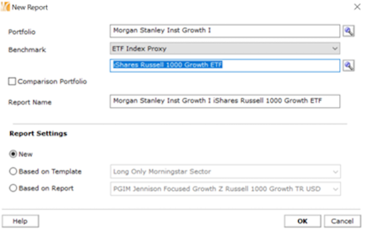 Morningstar Direct’s Portfolio Analysis module for Morgan Stanley Institutional Growth’s MSEQX
