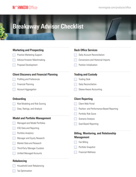 Breakaway Advisor Checklist