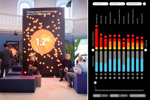Interactive climate data installation at a Morningstar event