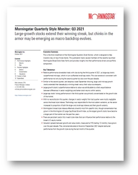 Morningstar Quarterly Style Monitor: Q3 2021