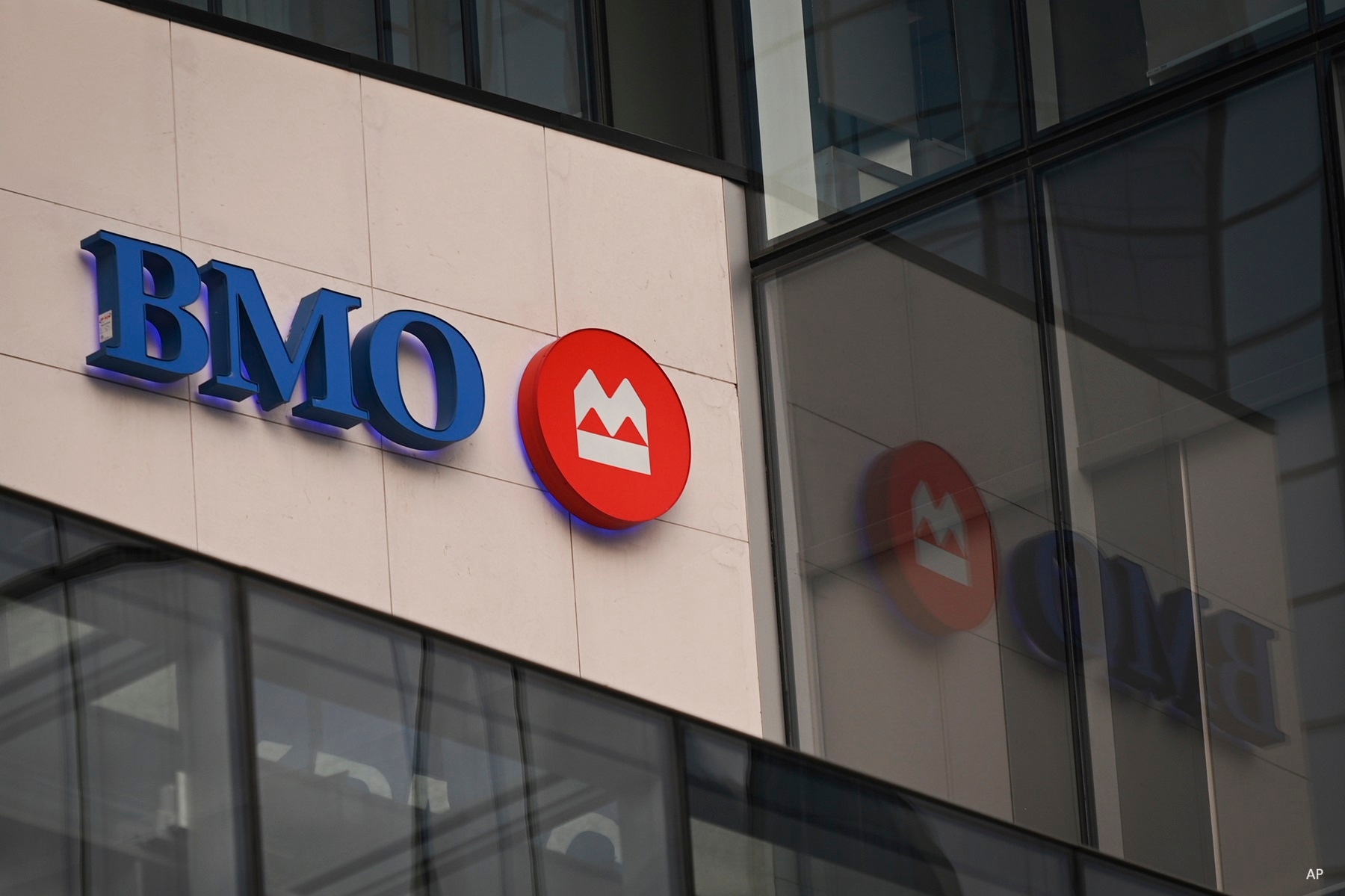 Logo of the BMO - Bank of Montreal, on January 25, 2024, in Edmonton, Alberta, Canada.
