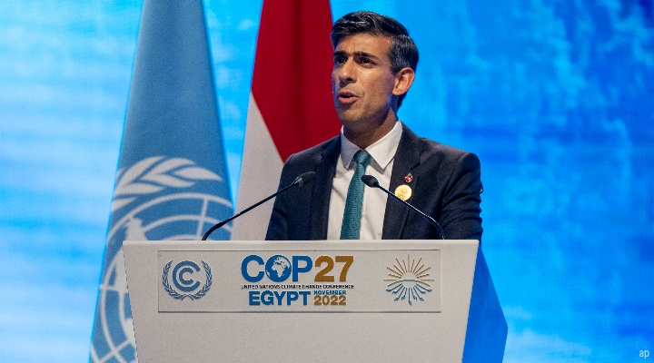 Rishi Sunak speaking at COP27