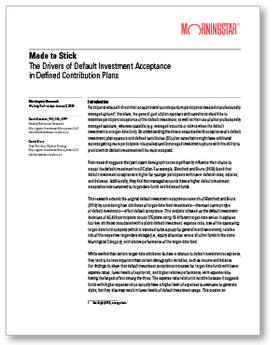 Made to Stick: The Drivers of Default Investment Acceptance in Defined Contribution Plans