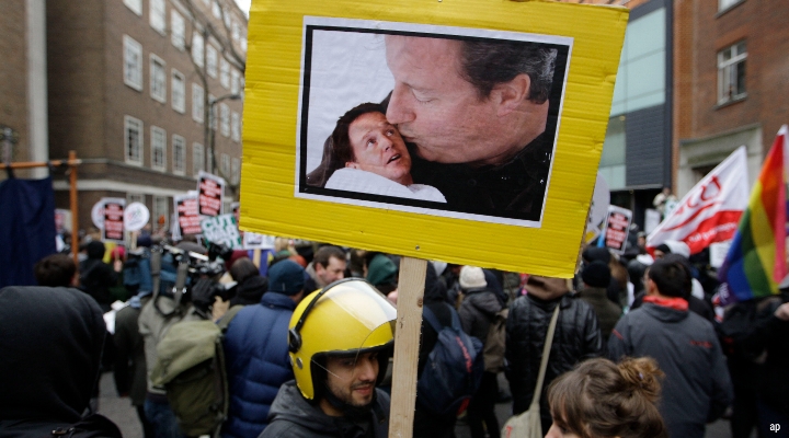 David Cameron joke placard