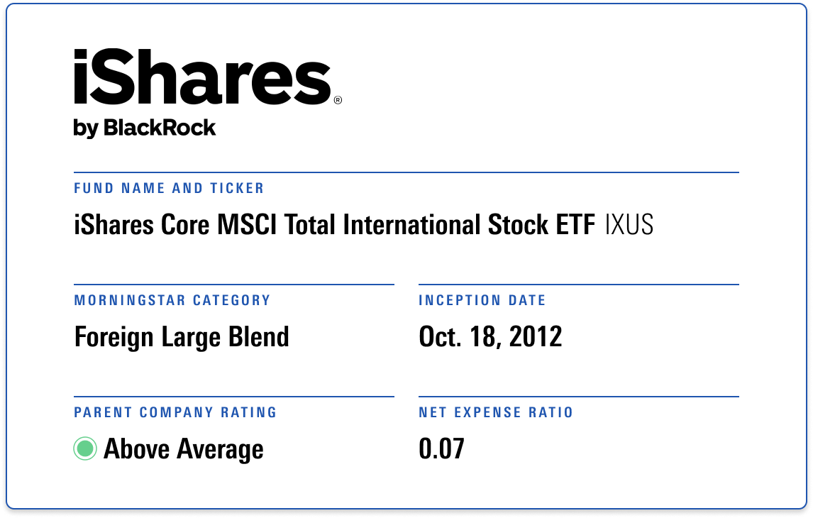 Gold-rated iShares Core MSCI Total International Stock ETF is a foreign large-blend fund with a net expense ratio of 0.07.