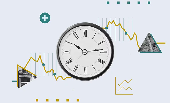 clock and line chart illustration
