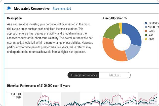 screenshot of the investment proposal tool