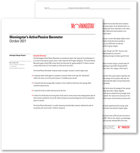 Download Morningstar’s Active/Passive Barometer