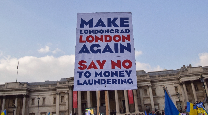 London protester holds a placard