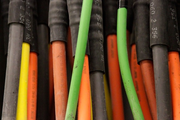 A bundle of fiberoptic cables