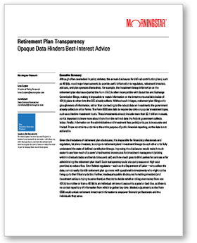 Retirement Plan Transparency: Opaque Data Hinders Best-Interest Advice