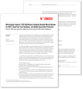 Morningstar Indexes' ESG Risk/Return Analysis Reveals Mixed Results for 2021, Good Five-Year Numbers, and Stellar Downside Protection