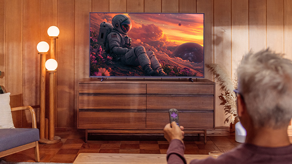 TV using the Roku Streaming Stick Plus and displaying 4K picture and vivid HDR color