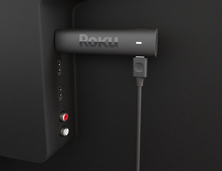 Look before you buy: Roku® Streaming Stick®4K plugged into a TV