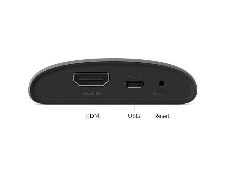 Back view of Roku Express with all ports labeled.