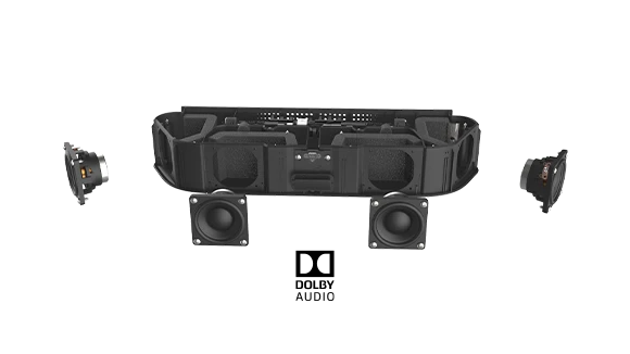 Exploded view of Roku Streambar with speakers