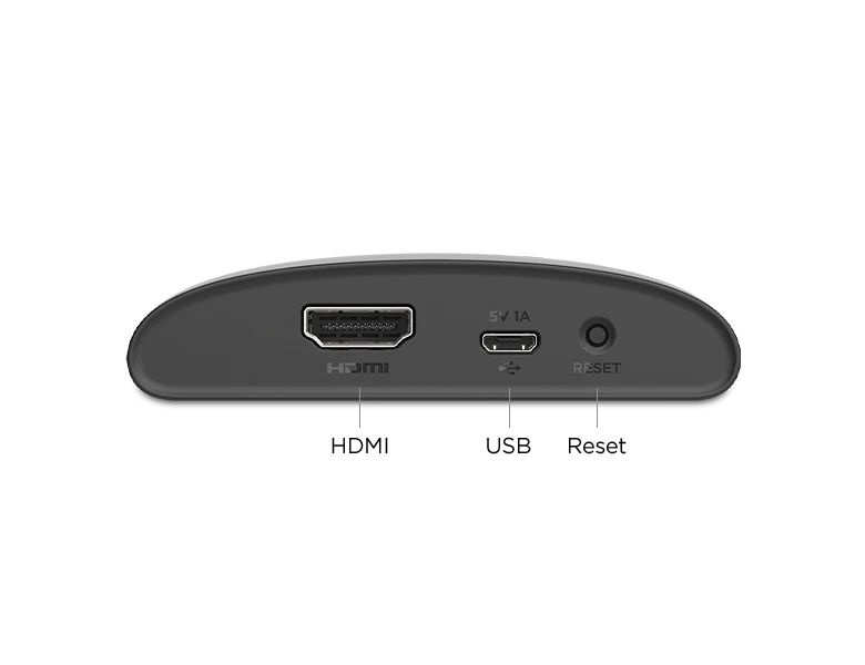 Back view of Roku Express 4K Plus with all ports labeled.