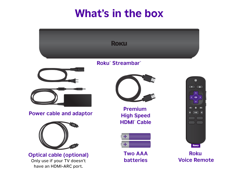 What's in the box when you purchase a Roku Streambar