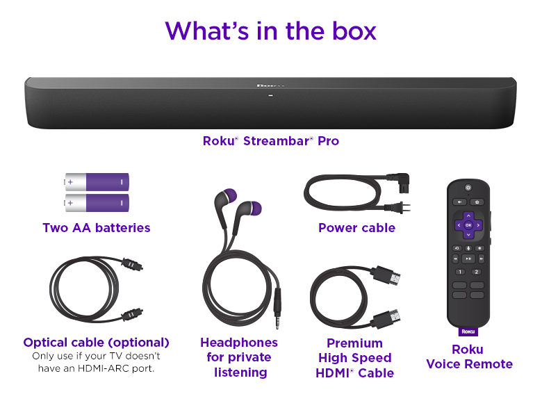 What's in the box when you purchase the Roku® Streambar® Pro