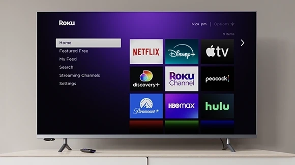 Roku TV Home Screen and Roku Express