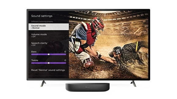 Image of sound settings menu on Roku Streambar
