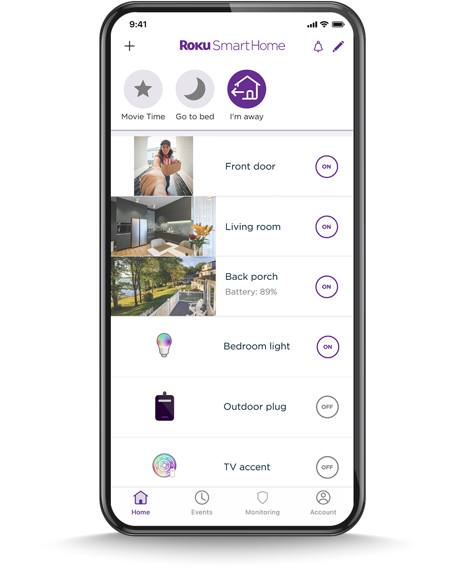 Roku Smart Home user interface on a mobile phone