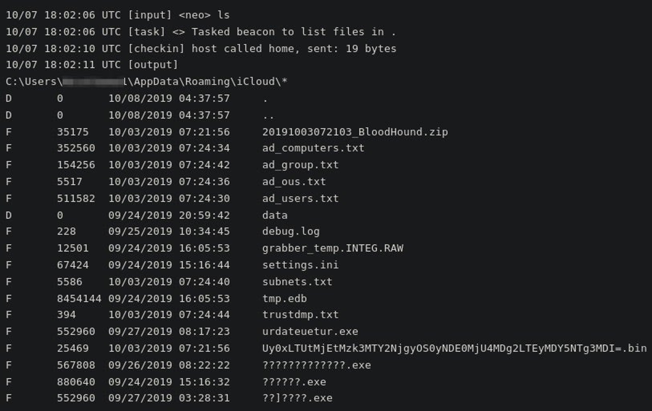 Machine directory listing