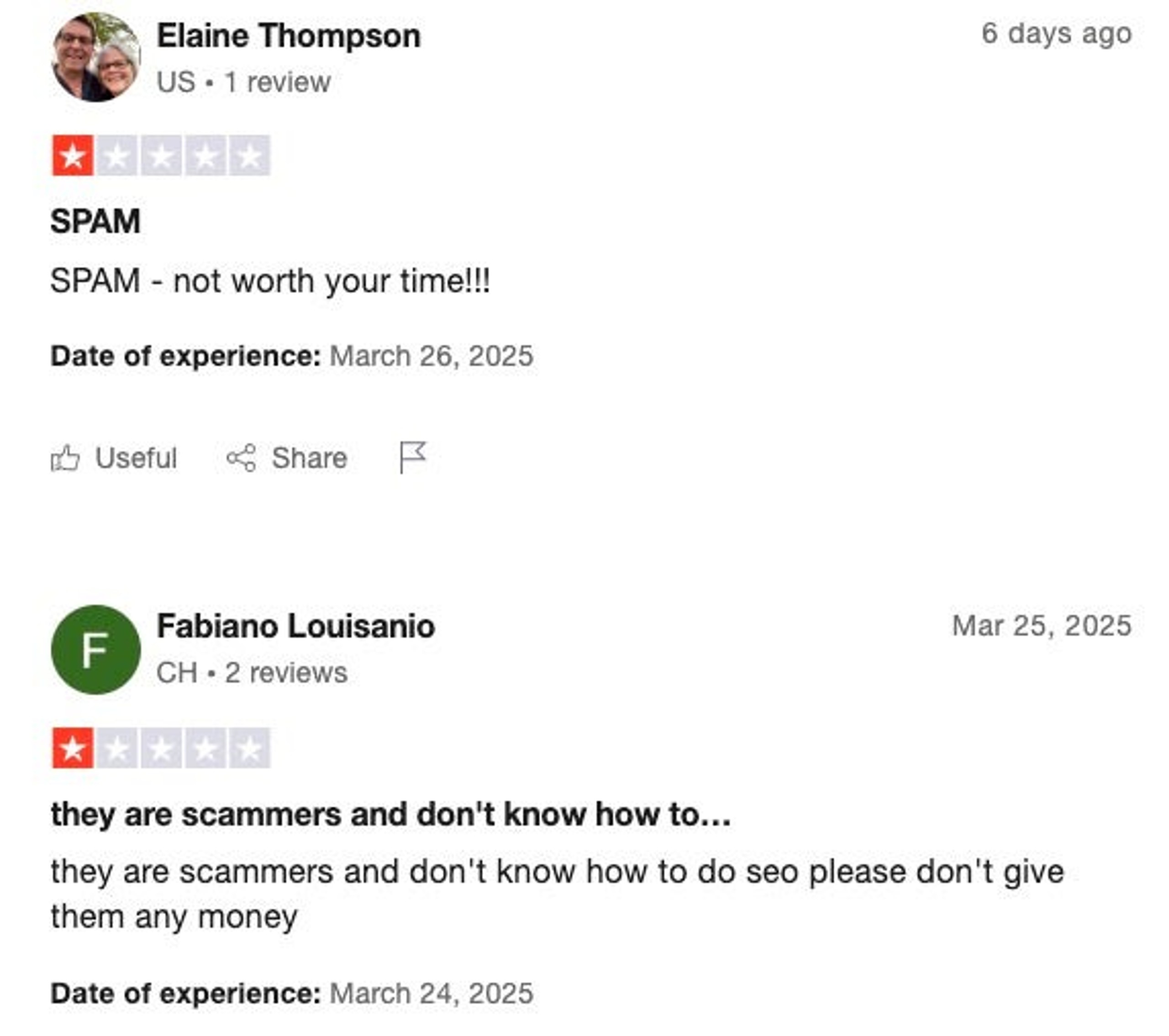Trustpilot review for useakira[.]com