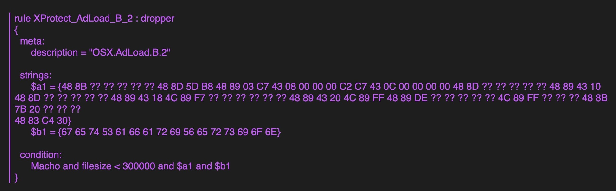 image of adload xprotect detection
