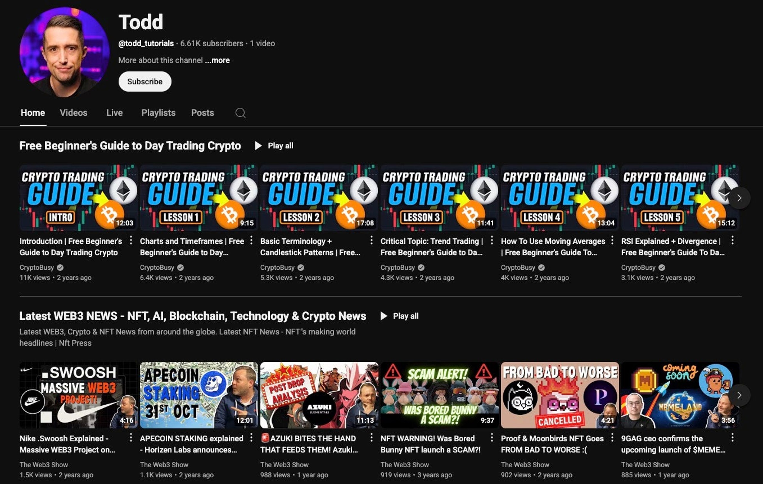 Playlists posted by todd_tutorials YouTube account