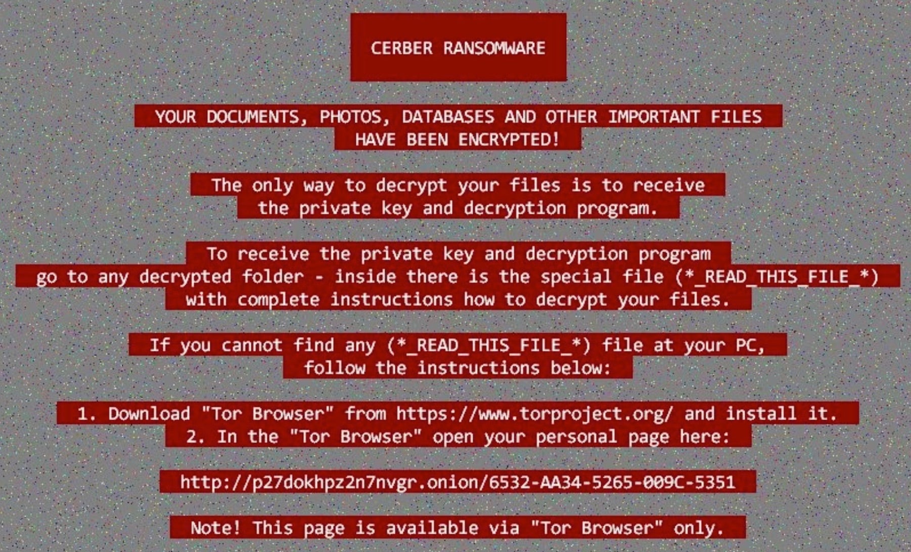 Cerber Ransomware - Note | SentinelOne