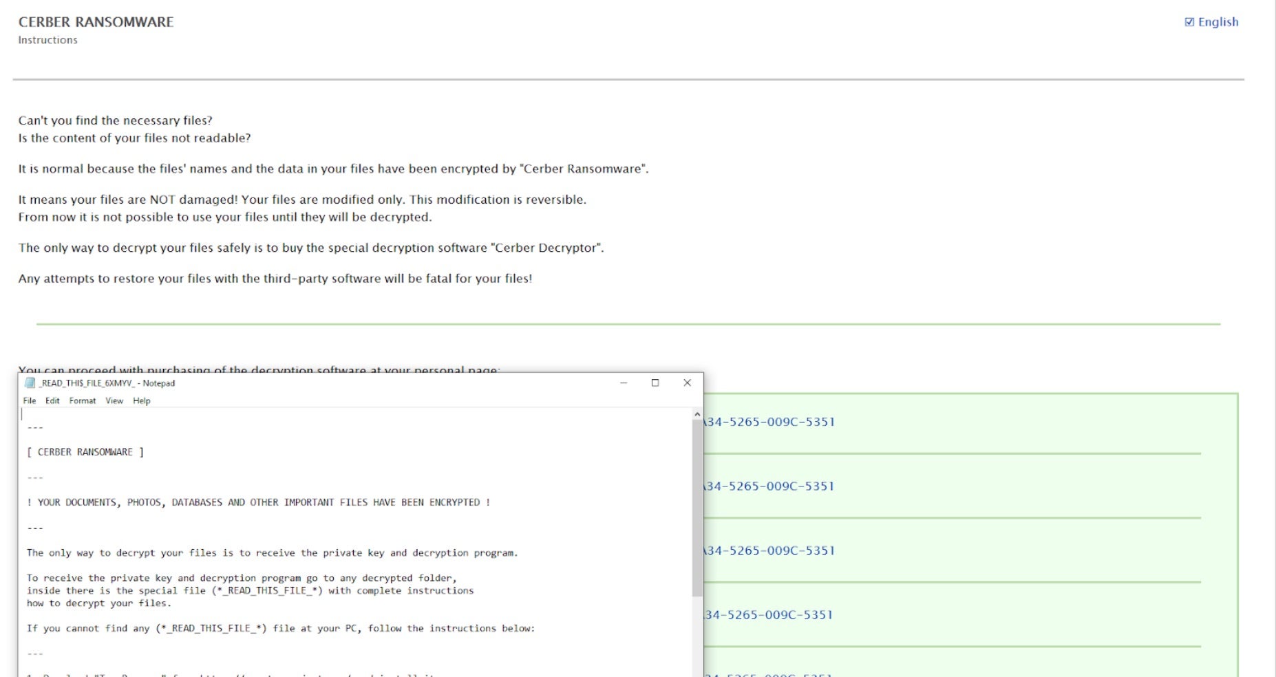 Cerber Ransomware - Note2 | SentinelOne