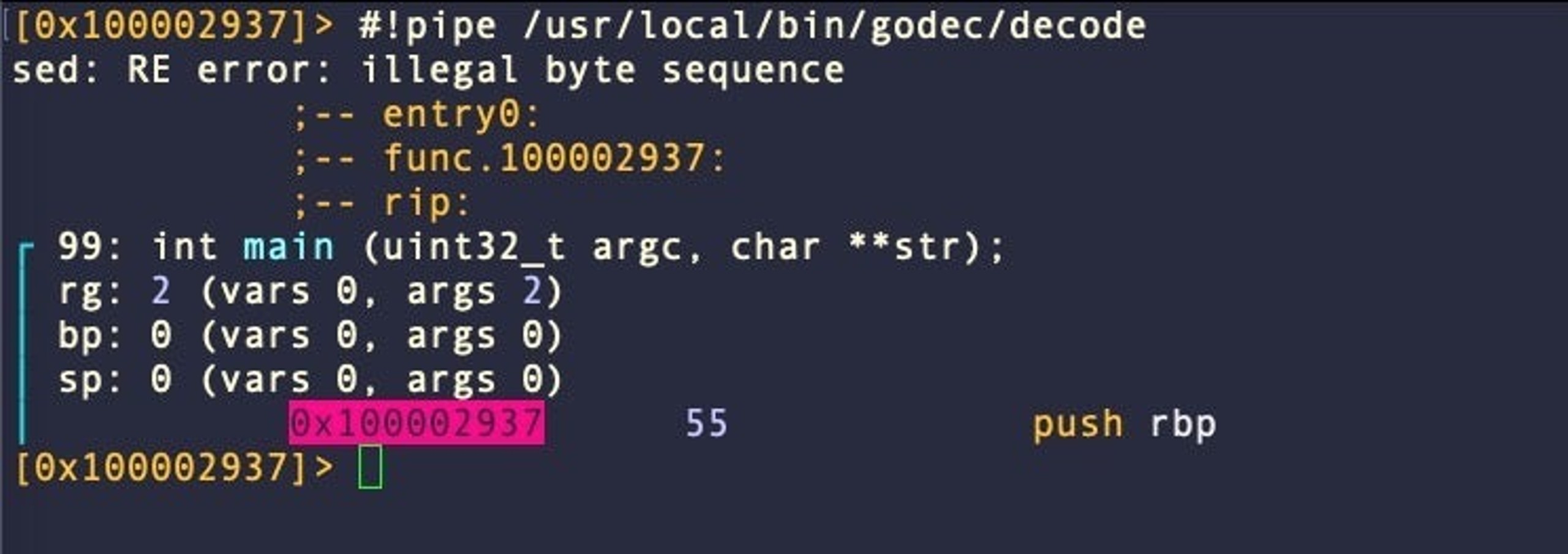 The script returns an error from sed
