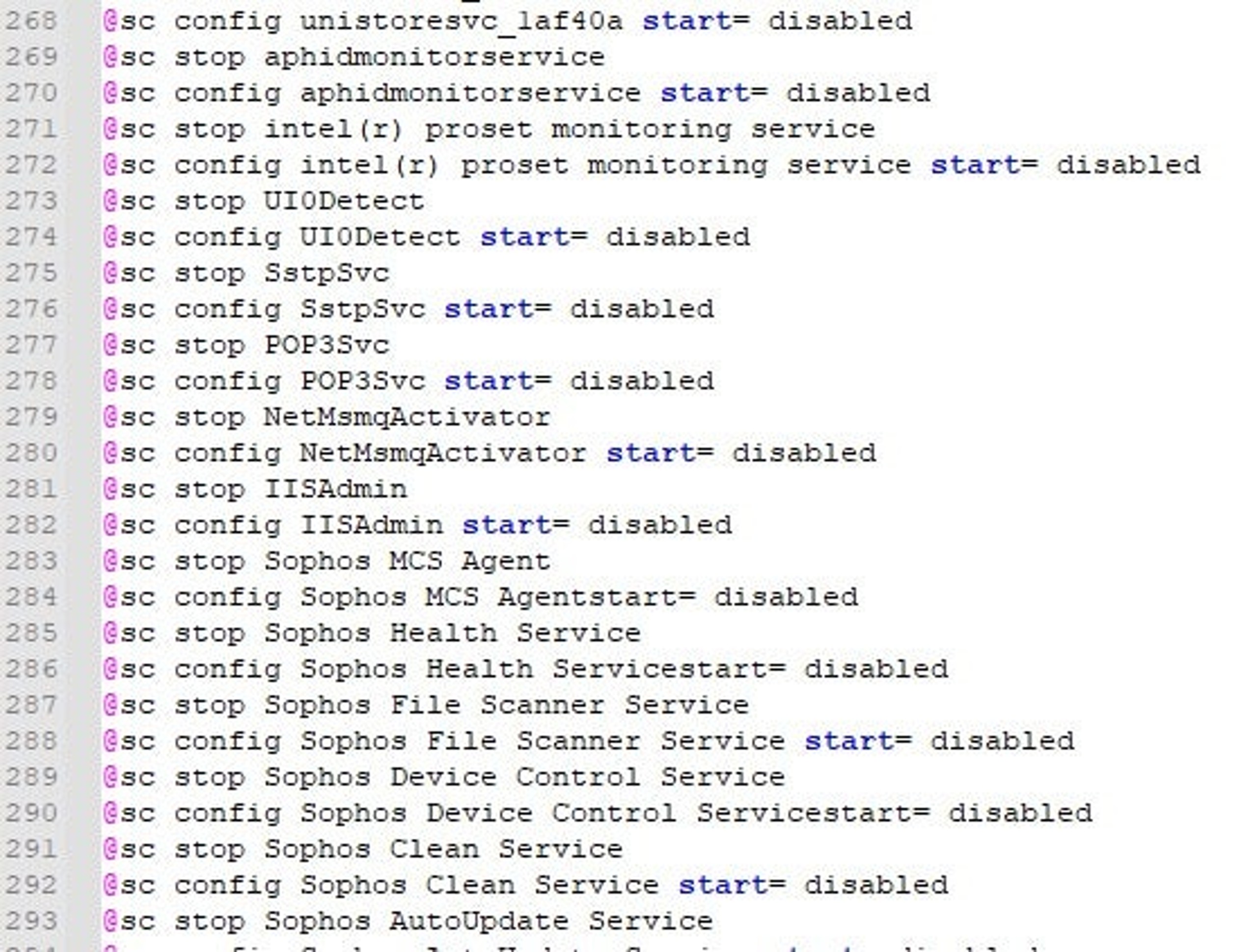 Partial content of <i>SERVI.bat</i>