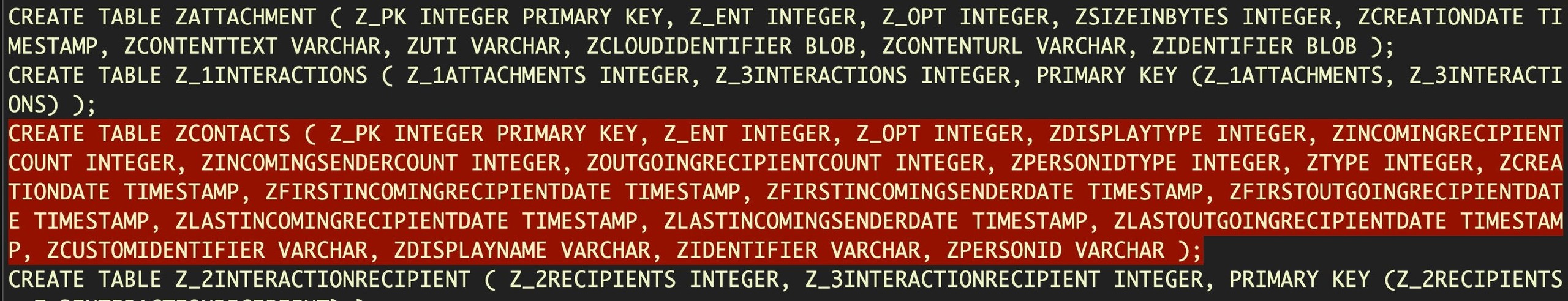 image of table schema