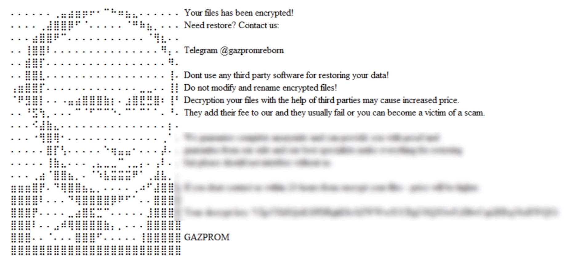GAZPROM Ransomware - Note | SentinelOne