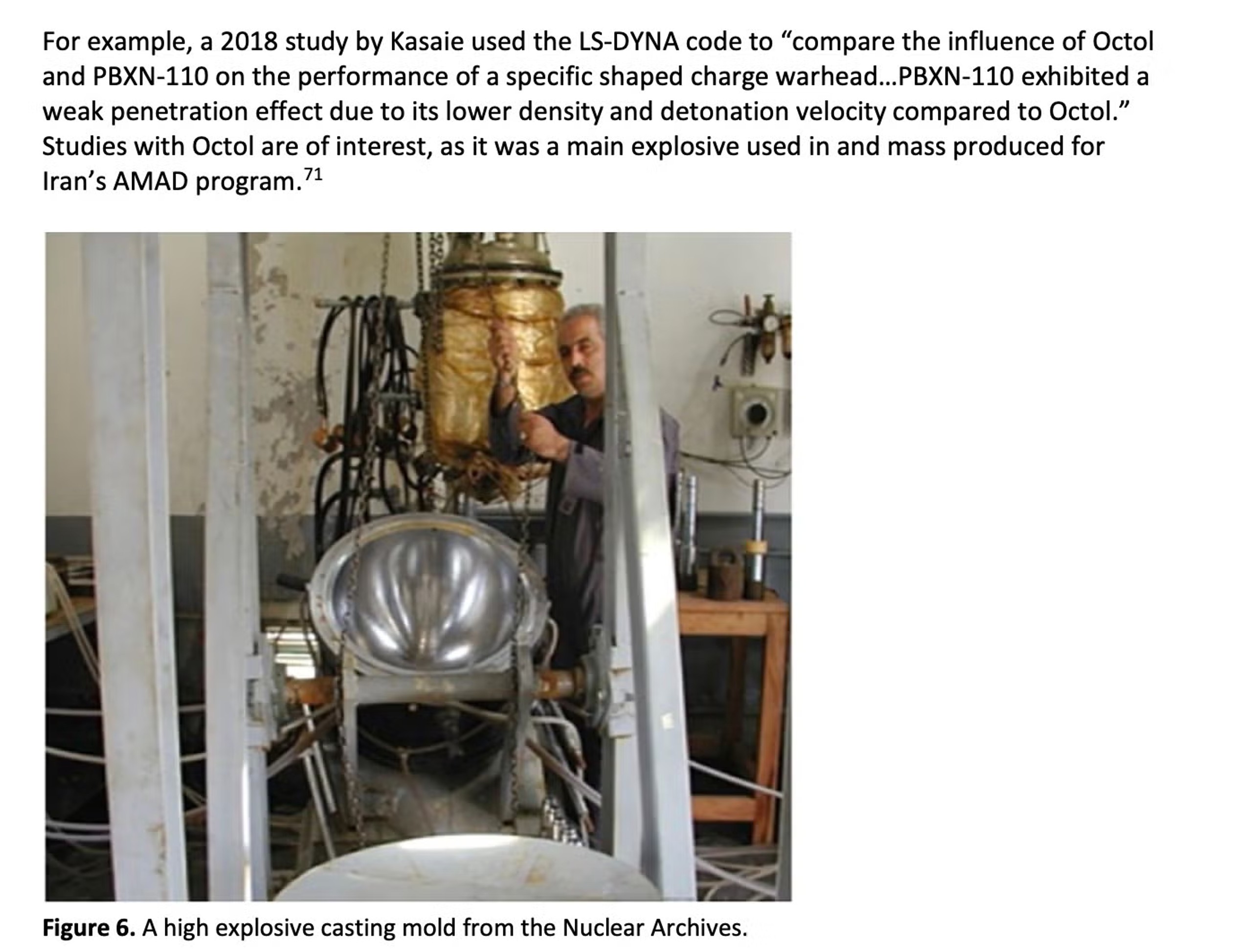 Use of LS-DYNA code to research explosive payloads for Iran’s AMAD program