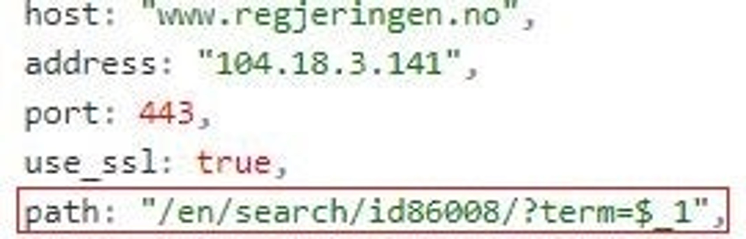 A $_{number} substring in a DDOSIA configuration file