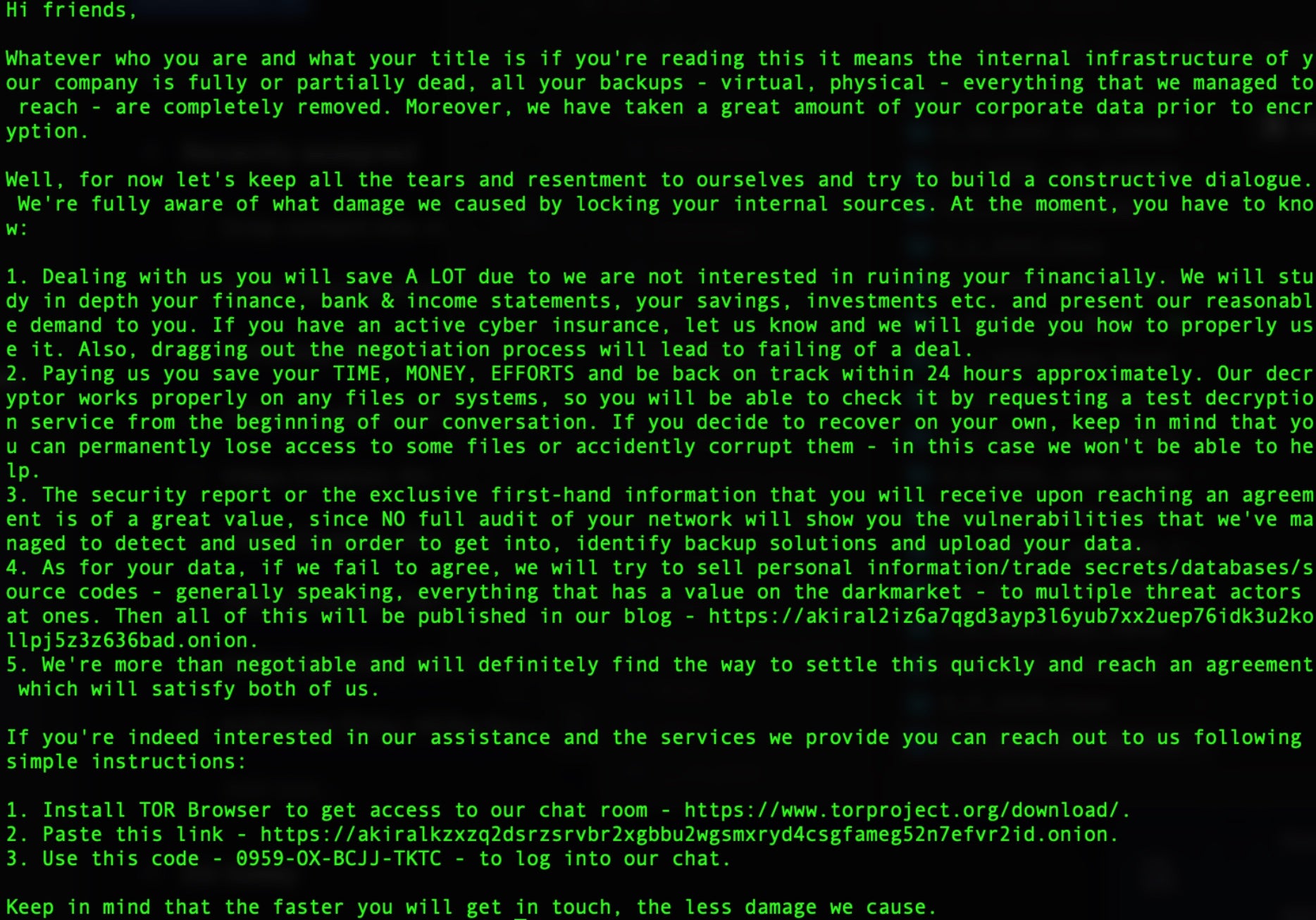 Akira Ransomware - Notes | SentinelOne