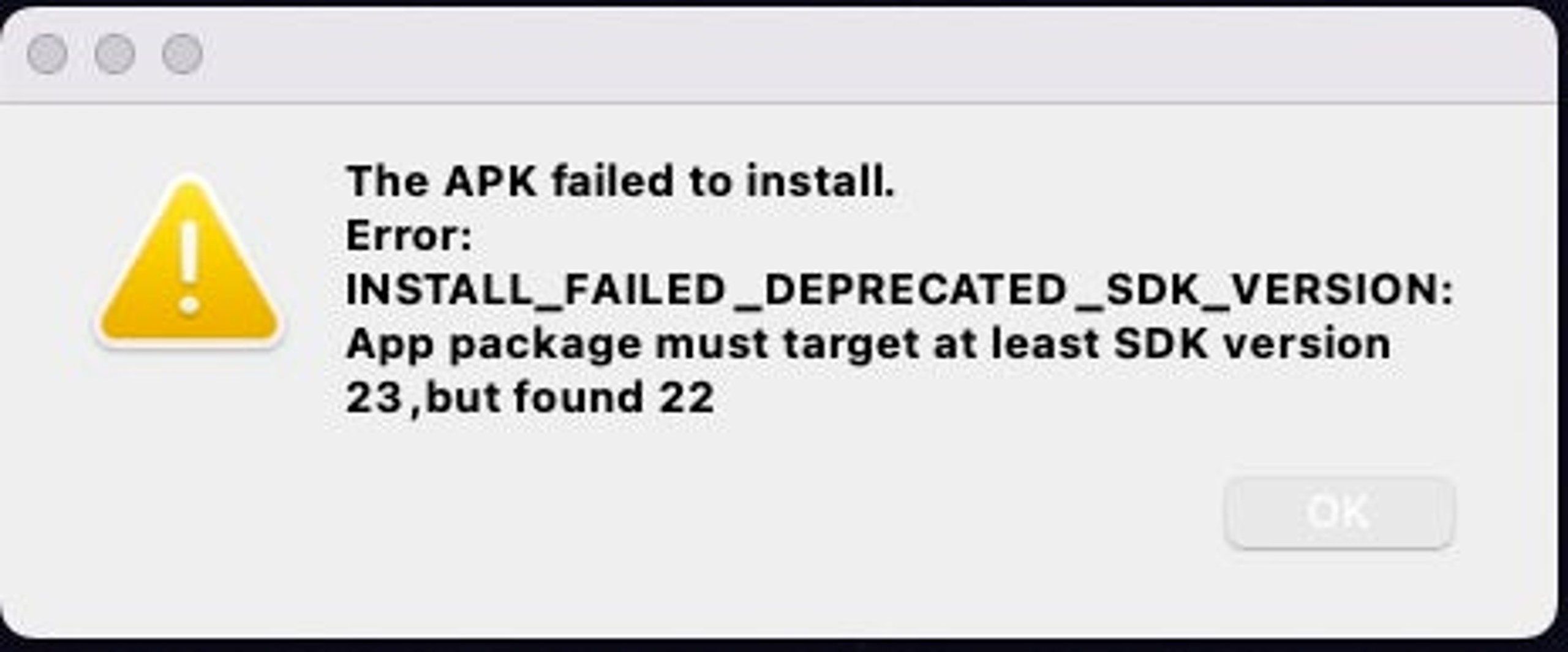 Piya Sharma app install failure dialog on Android 14