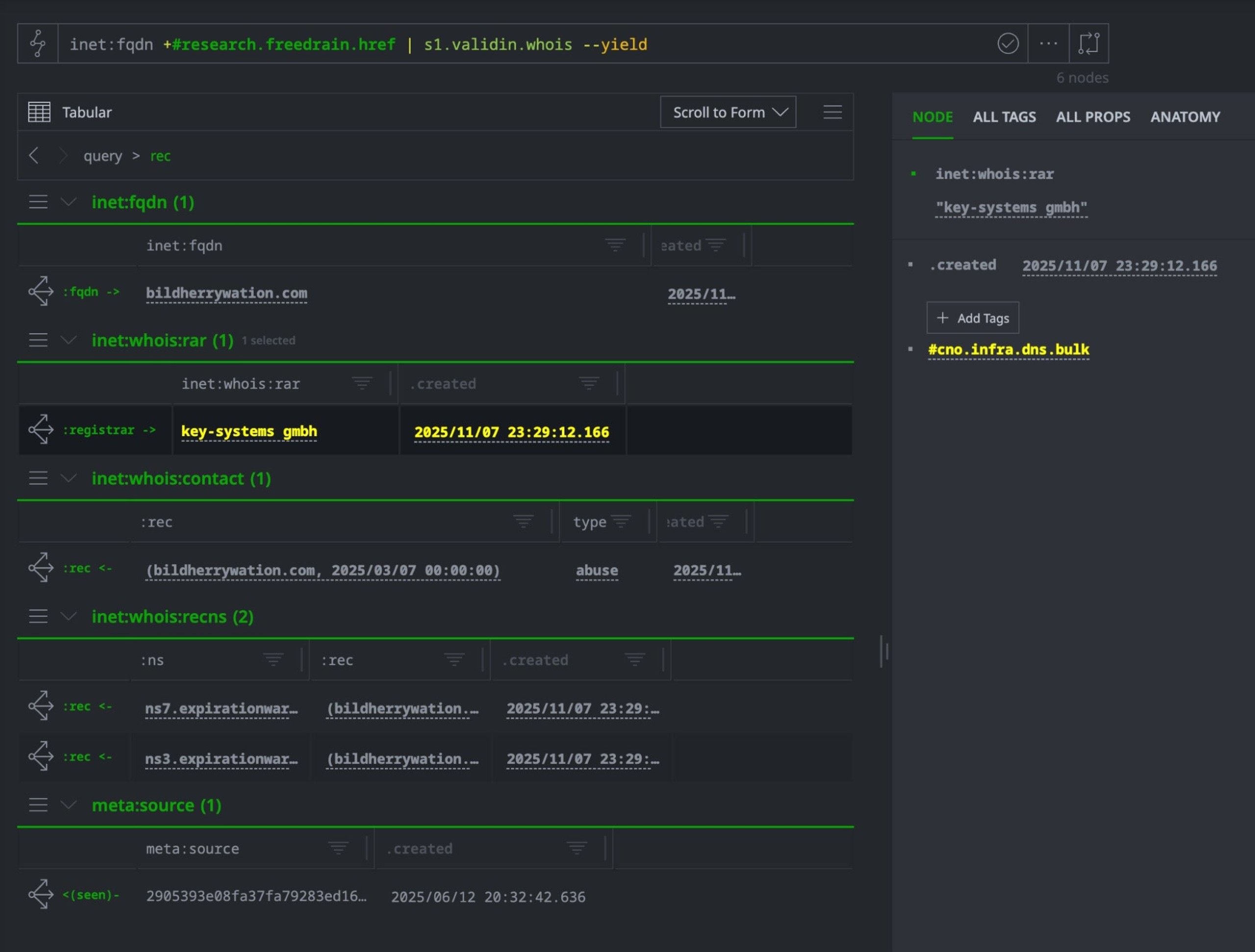 Tagged node highlighted in Optic