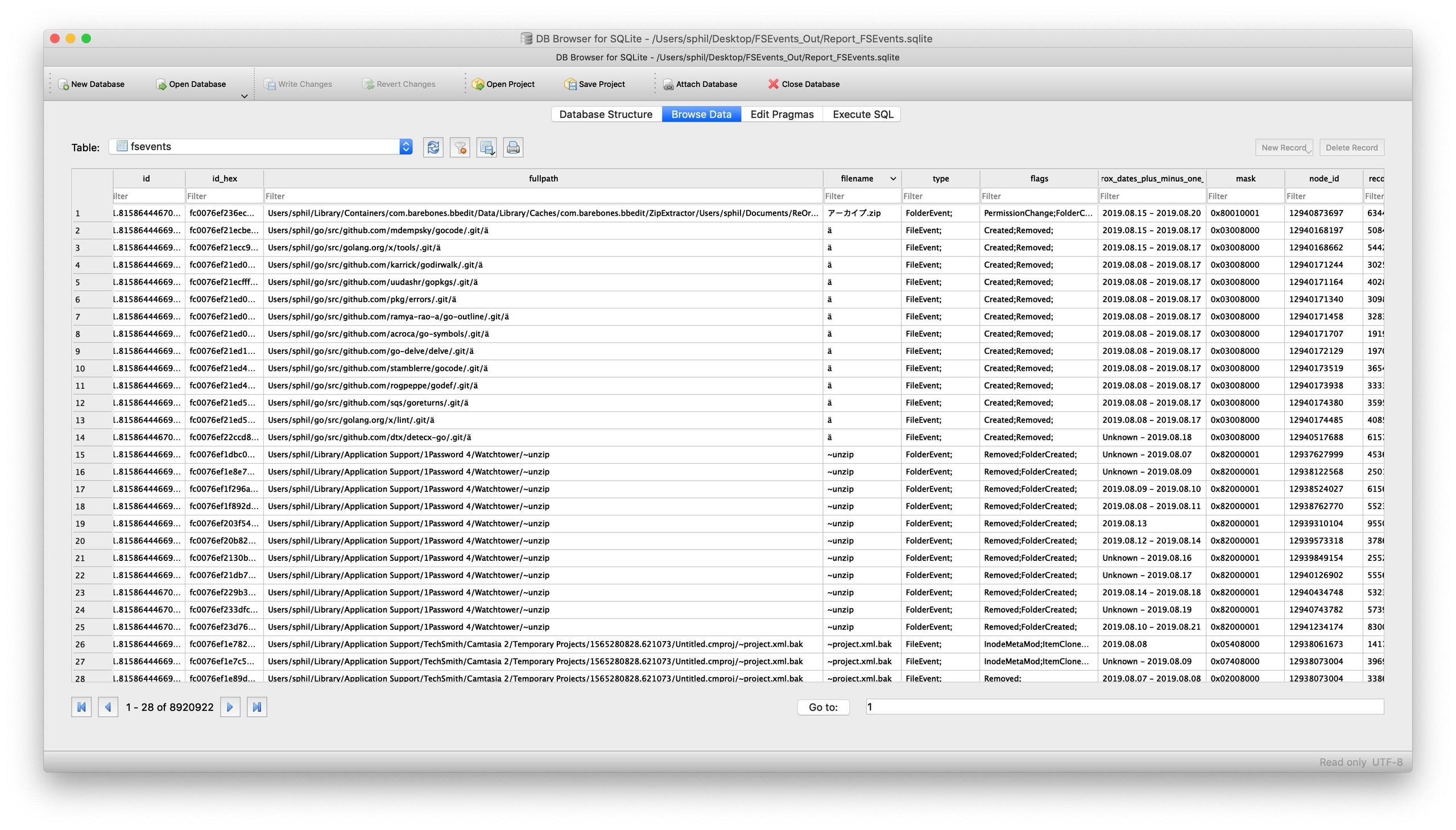 image of file system events parser sql